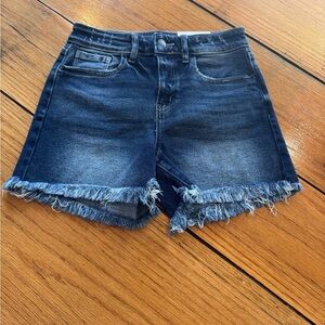 Zenana Outfitters Dark Blue Frayed Jean Shorts NWT size small